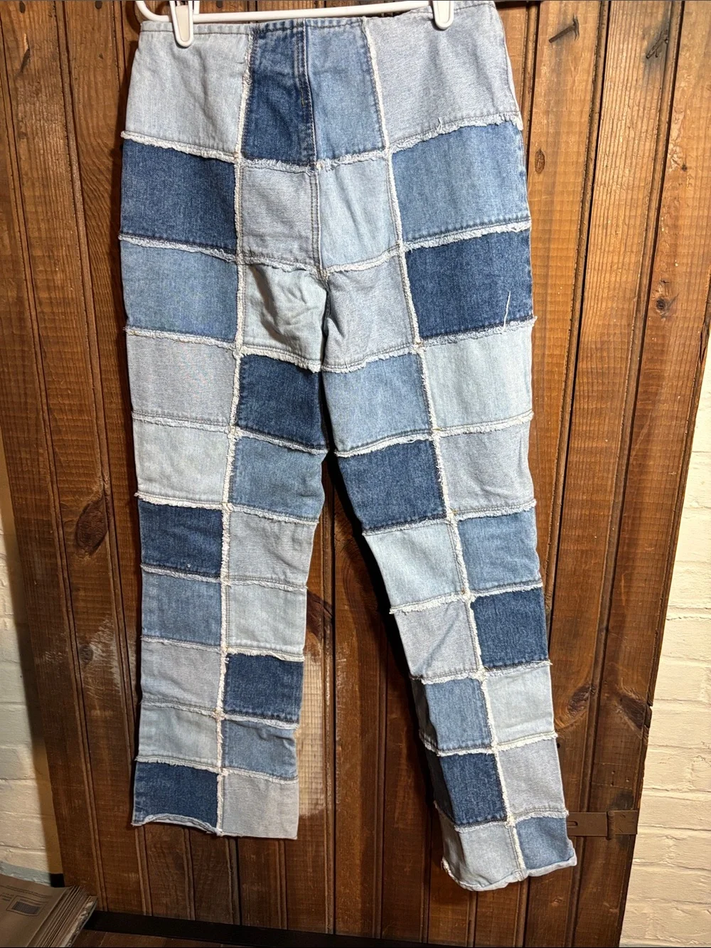 Patchwork Two-Tone Blue Denim Pants - Picture 5 of 9